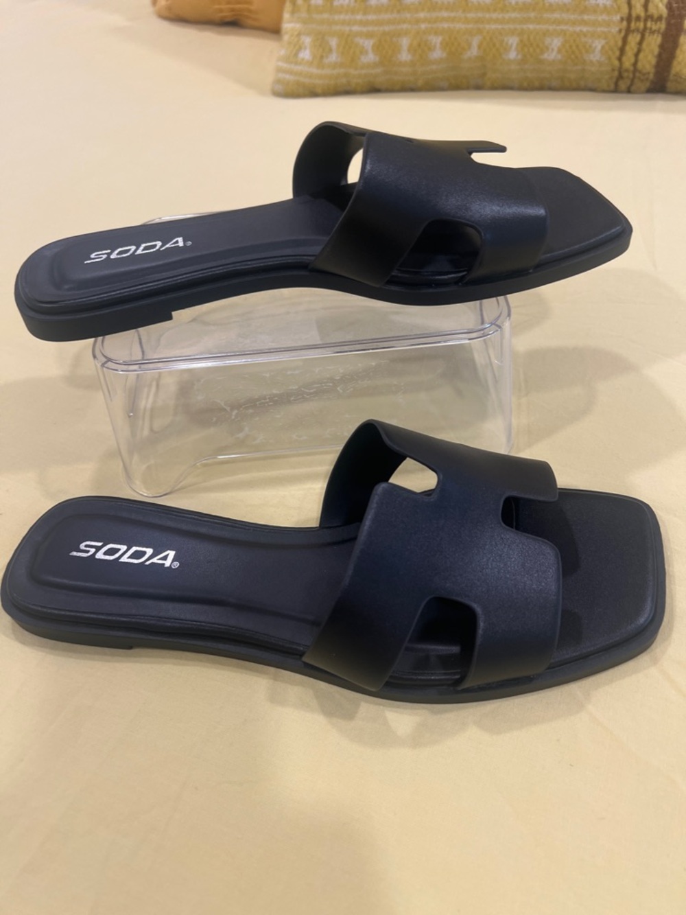 Soda Black Women's Slip-On Cutout Slide Sandals